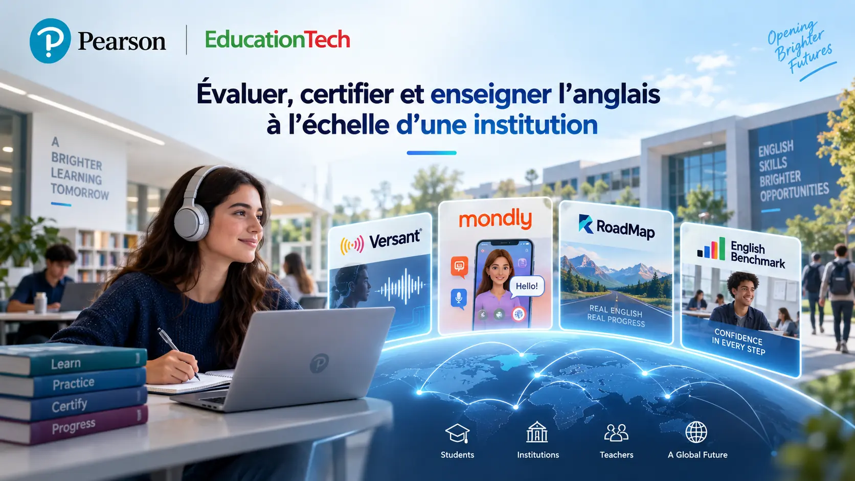 Pearson Solutions. Assess, certify and teach English at institutional scale — with Versant, Mondly, RoadMap and English Benchmark.